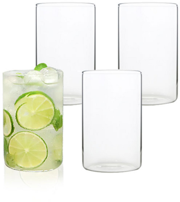 BESTAR 홈카페 투명 내열유리컵 400ml, 4개