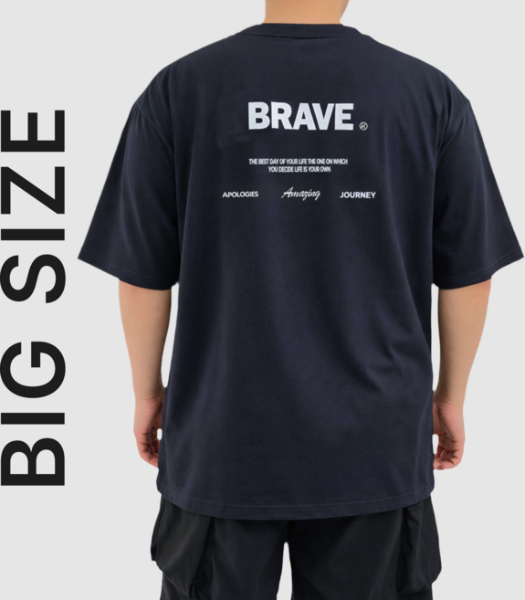 [4XL-5XL] 비크네 빅사이즈 오버핏 브레이브 프린팅 반팔티