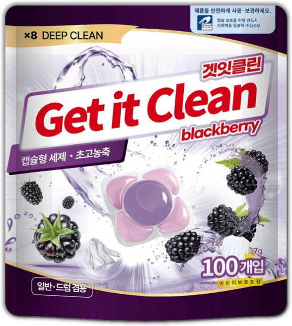 겟잇클린 캡슐 세탁세제 블랙베리, 1개, 100개입
