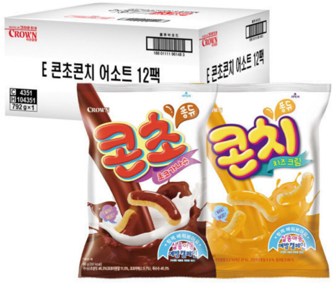 크라운 콘초+콘치, 792g, 12개