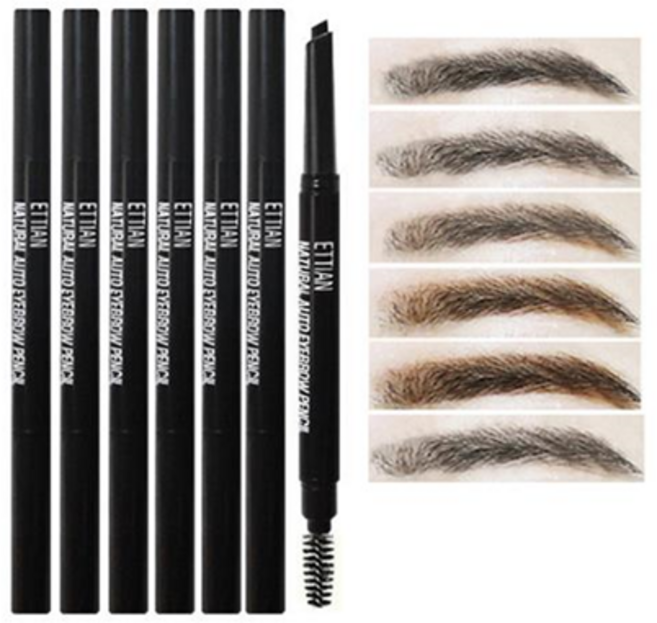 에띠앙 내추럴 이지드로잉 오토 아이브로우펜슬-검정색 6색모음 삼각심, 1개, 01_검정