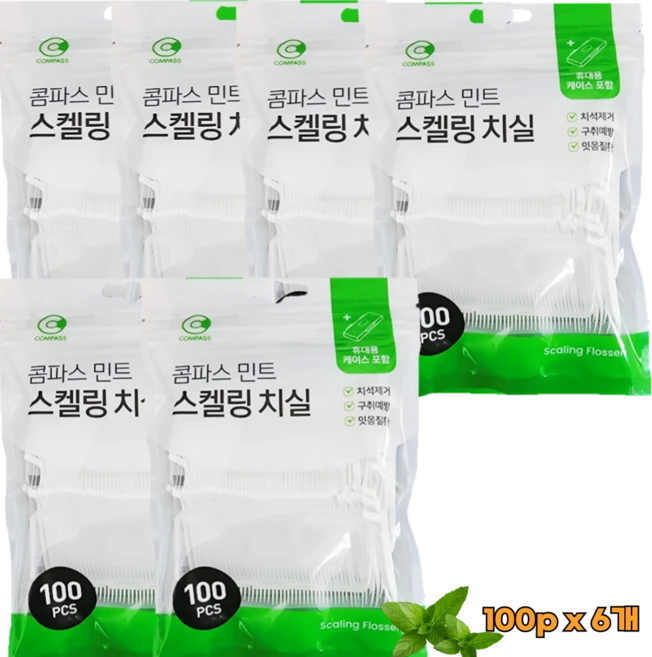 민트 일회용 치실 스켈링 치실 100pcs / 민트치실, 6개, 100개입 - 쿠팡