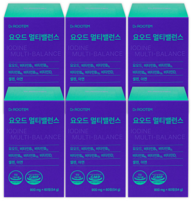 요오드영양제 갑상선영양제 아이오딘 요오드 갑상선 건강 iodine, 6세트, 60정