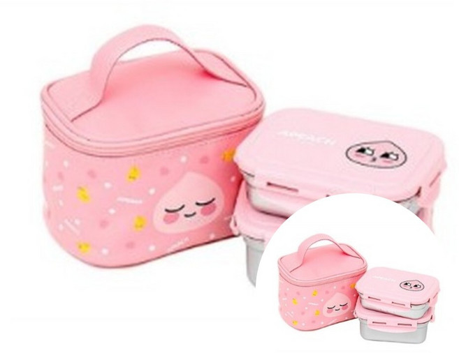 스텐 사각가방 2단 도시락 어피치 유치원소풍도시락 초등학교소풍도시락