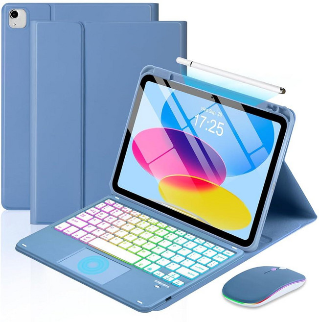 MePadKey Touchpad Keyboard Case for iPad A16 11th/10th Generation/Air 11 inch M4 M3 M2/Air 5th 4th, Blue