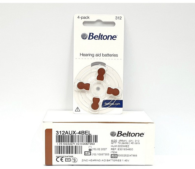 벨톤 보청기배터리 건전지 312 번 1박스 40개(알) 갈색/귓속형/오픈형, 40개