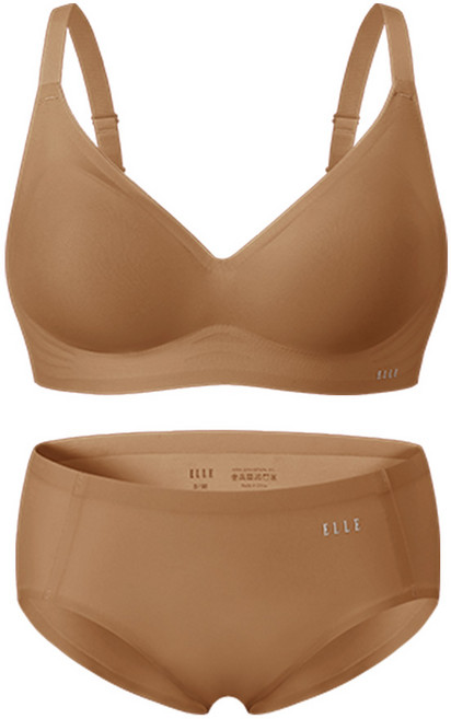 엘르이너웨어 [볼륨핏] 쉐딩 브라 팬티 세트 - 라이트브라운