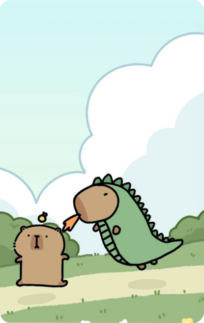 카피바라~~카피카피~귀여운 카피바라 카드스티커, 1개, 2. 공룡 교통카드형