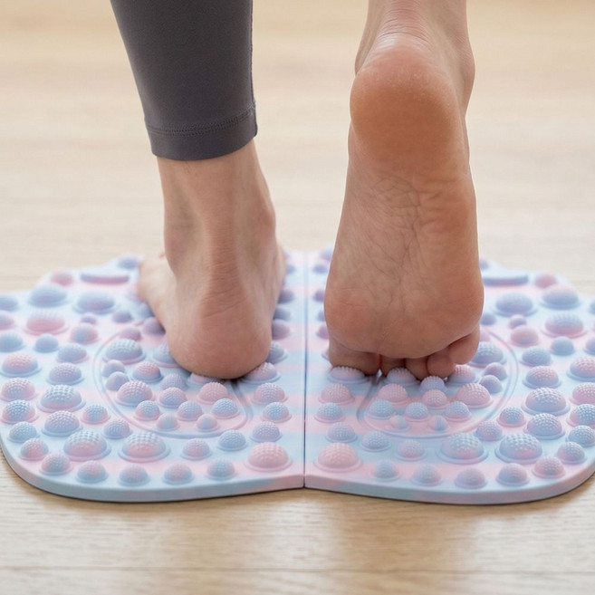 마켓리브 미끄럼방지 두꺼운 발바닥 지압 마사지 매트, 혼합블루, 1개