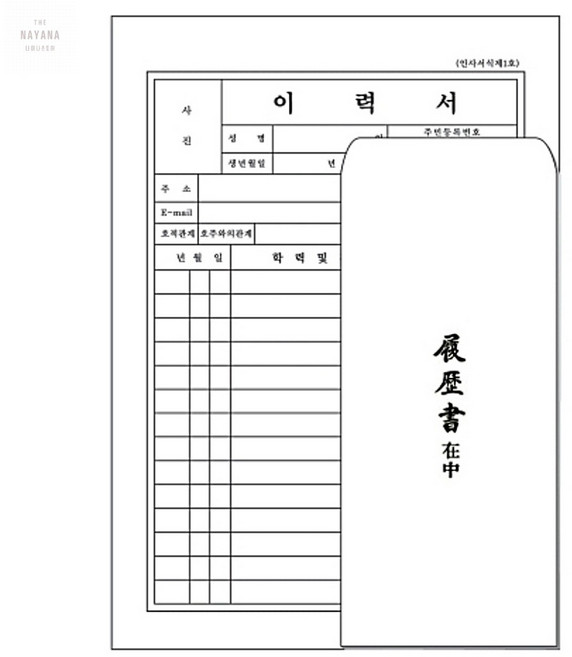 이력서 A4 표준양식 입사지원서 채용