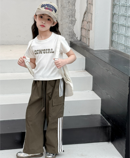 하와즈 레터링 반팔티 카고팬츠 상하세트 초등생 운동복세트