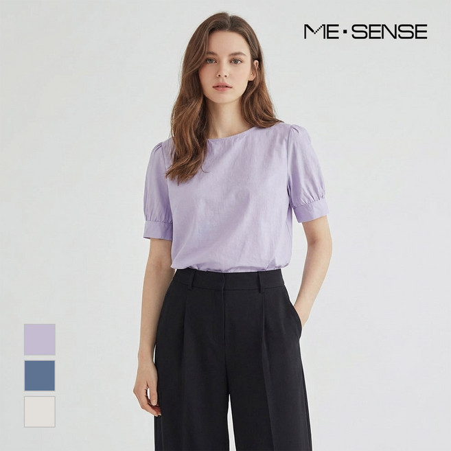 [미센스] 라운드볼륨소매 블라우스_MB45BLPD02Z