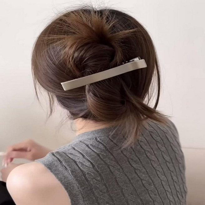 무광 메탈 헤어핀 실버 일자 엄마친구아들 정소민 매트 집게핀 심플 유광