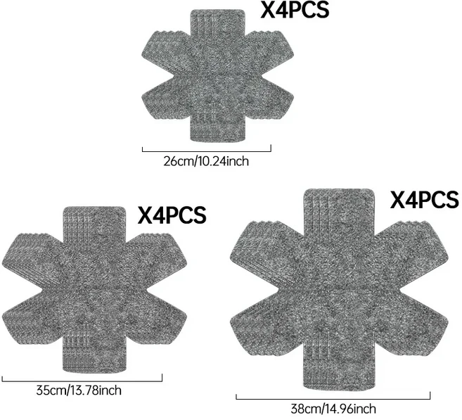 냄비 및 팬 보호기 세트 부직포 스태킹 내열성 분배기 패드 공간 절약형 주방 액세서리, 01 Set, 02 12PCS