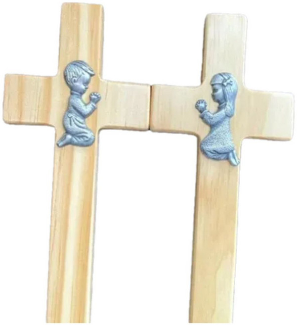 LSL 십자가 벽걸이 예수님 기독교 천주교 교회 용품 선물 인테리어, 1세트, 소년+소녀 십자가