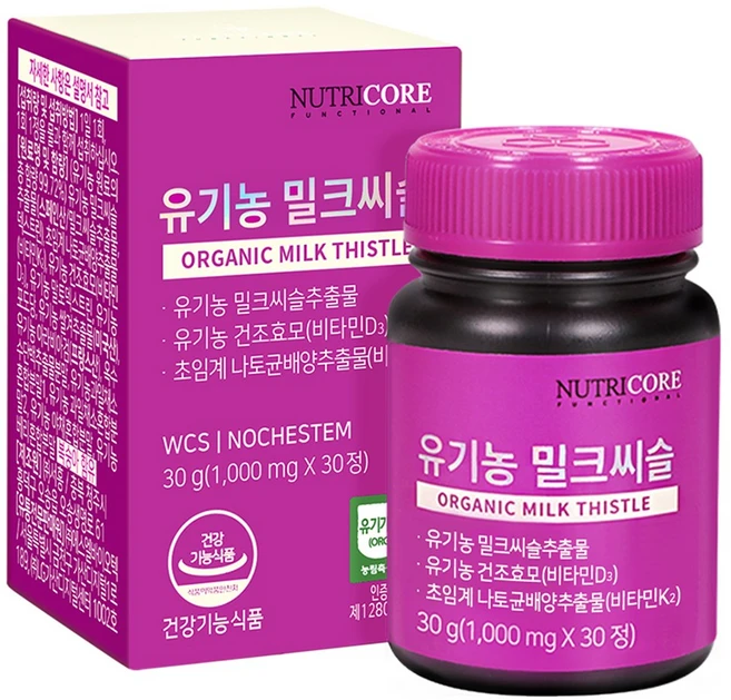 뉴트리코어 유기농 밀크씨슬, 30정, 1개 - 쿠팡