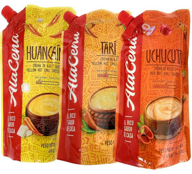 알라세나 | 살사 후앙카이나 크레마 데 아지 이 퀘소 타리 우추쿠타 로코토 누에보 사셰 콤보 총 3 X (400그램 – 14.11온스) by Lexys, 400g