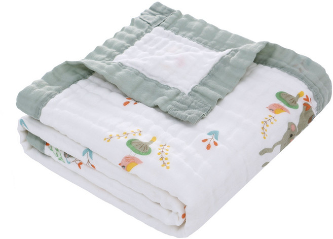 미라클 베이비 유아용 6중 거즈 블랭킷, 회색 토끼