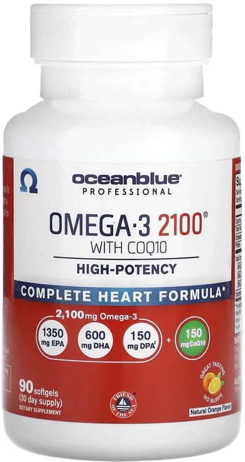 새해 첫좋은선물 OceanBlue 프로페셔널 COQ10 함유 오메가3 2100 고효능 천연 오렌지 소프트젤 90정 제대로 할인합니다, OceanBlue프로페셔널COQ10함유오메가32100고, 1개 - 쿠팡