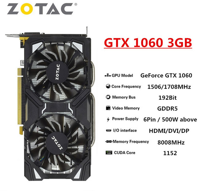 중고 Zotac 그래픽 카드 GTX 1650 1660 1060 1050Ti 6GB 1050 Ti 3GB 4GB 1660S 슈퍼 비디오 카드 GPU 데스크탑 PC 컴퓨터 채굴, [01] Zotac-1060-3GB, 01 Zotac-1060-3GB