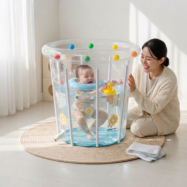 7위 - 이큐나라 아기 어린이 수영장 유아풀장 대형 베란다수영장, 1개, 투명