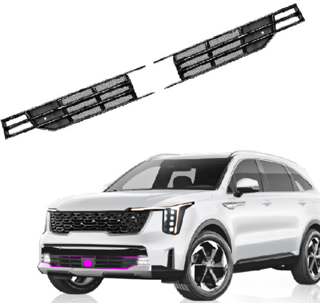 쏘렌토 페이스리프트 차량용 그릴 방충망 그릴커버 범퍼가드, 1세트, 블랙