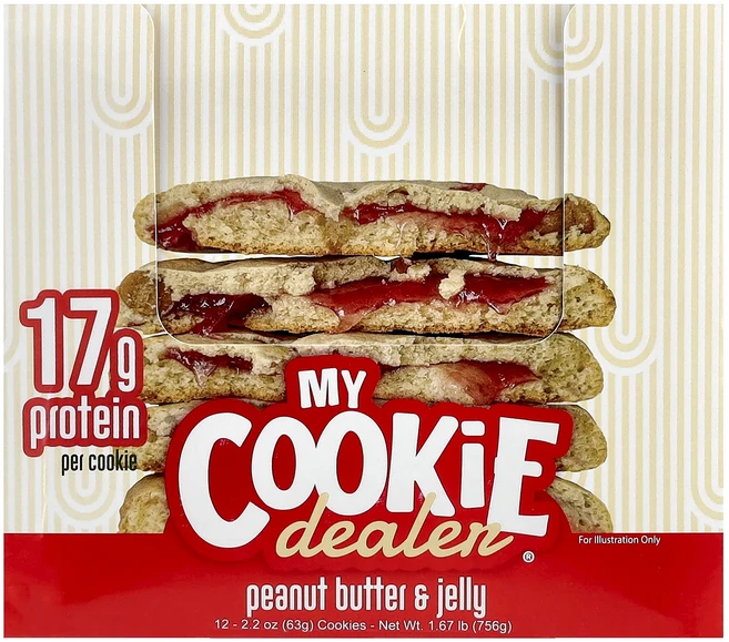 지금 곧 품절됩니다 My Cookie Dealer Protein 프로틴 쿠키 땅콩 버터 & 젤리 쿠키 12개입 개당 63g(2.2oz) 서둘러주시면 감사하겠습니다, MyCookieDealerProtein프로틴쿠키땅콩버터 - 쿠팡