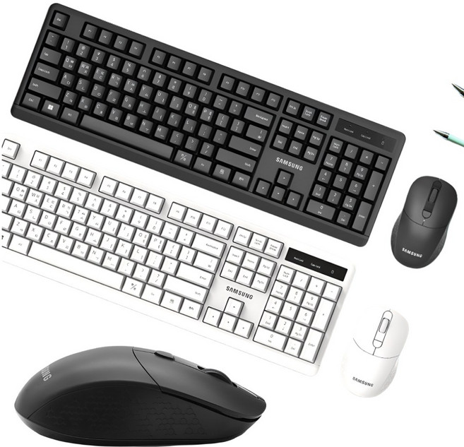 삼성전자 무선 키보드 마우스 세트 저소음 DPI 변환가능 멀티미디어 키 슬립모드, 화이트