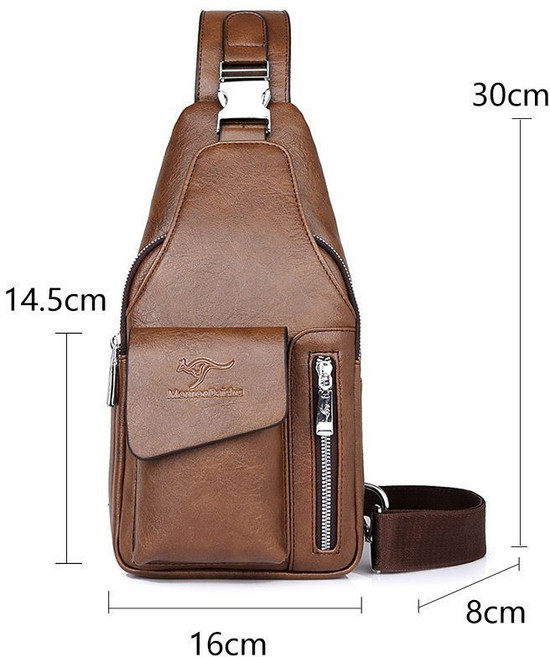 男士單肩斜挎包 防水胸前背包 潮流大容量 戶外旅行收納, M6086棕色胸包