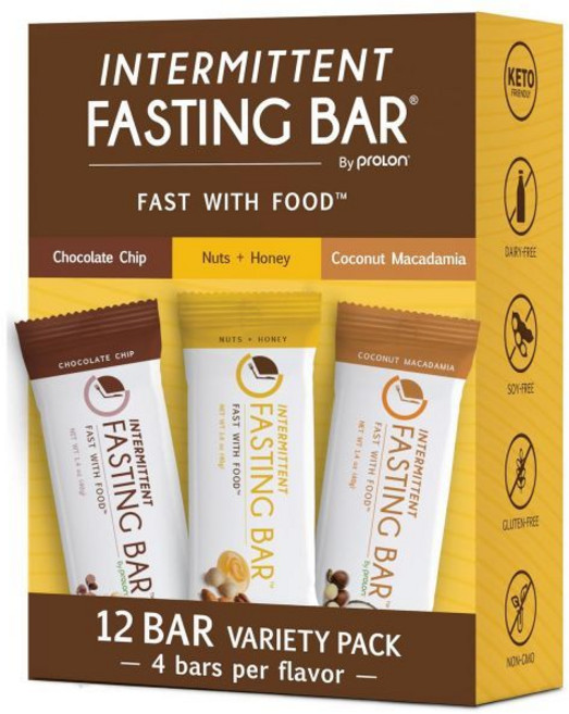 ProLon 프롤론 패스트바 간헐적 단식을 위한 케토 글루텐 프리 유제품 식물 기반 단백질 깨지 않도록 개발 버라이어티 팩 견과류 & 꿀 초콜릿 칩 코코넛 마카다미아, Variety_12 Count (Pack of 1), 1개