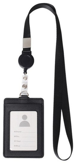 지갑형 릴홀더 사원증 케이스, 블랙, 1개