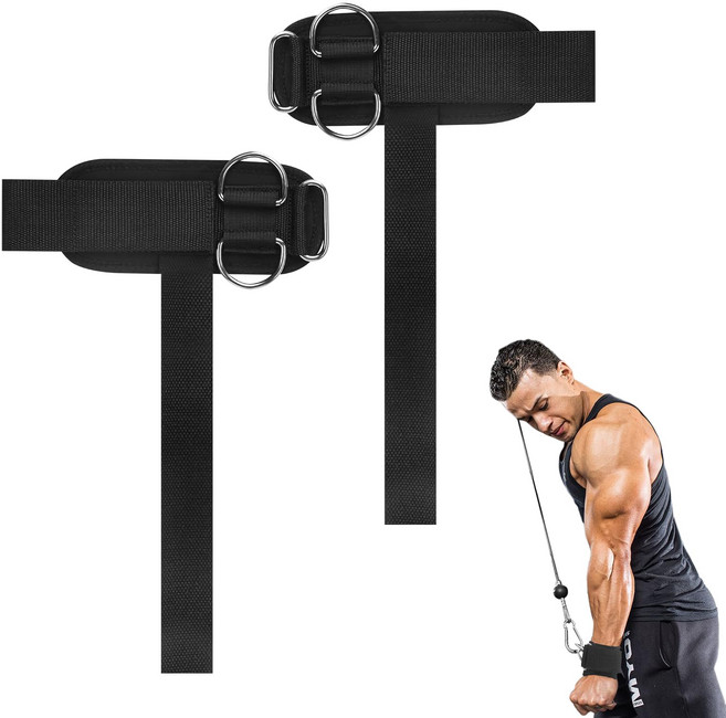 루이 D링 리프팅 스트랩 헬스 손목보호대 운동 효율성 향상, 1세트, 블랙