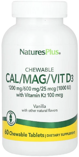 네이처스플러스 Cal Mag VitD3 비타민K2 마그네슘 칼슘 비타민D3 츄어블 60정, 1개 - 쿠팡