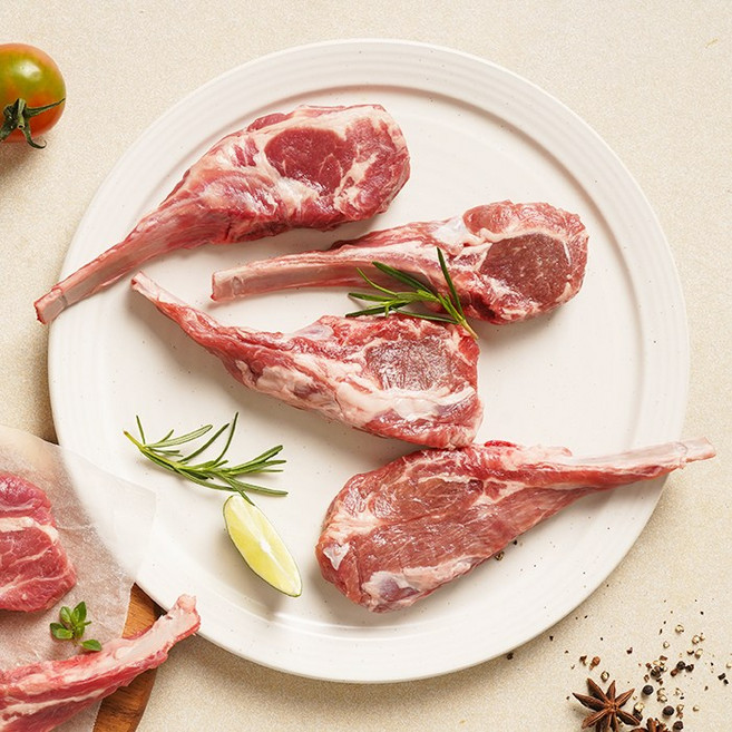 (당일발송) 램스푸드 양갈비 양고기 캠핑음식 바베큐 숄더랙 고급갈비500g+소스10g, 1개, 500g