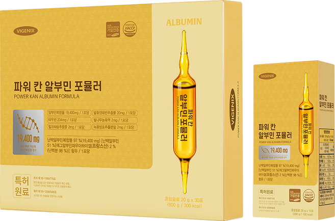 [웰스앤헬스] 비제닉스 파워 칸 알부민 포뮬러 효능 효과 먹는 난백 단백질 추천, 1박스, 30정