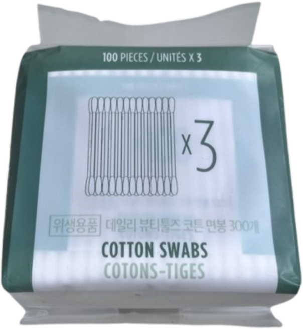 더페이스샵 데일리 코튼 면봉, 300개입, 3개