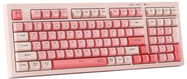 지클릭커 오피스프로 사일런스 무소음 방수 유무선 블루투스 키보드 98KEY, 제조사축, WK50, 핑크RC2