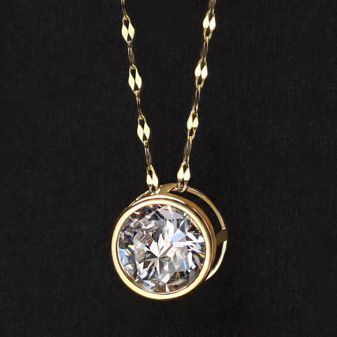 주리에떼 14K 18K 목걸이 핑크골드 다이안 1캐럿 큐빅 여자 데일리 레이어드 금목걸이