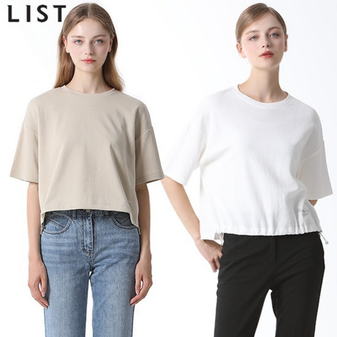 리스트 [리스트(LIST)] 코튼 언밸런스 스트링 티셔츠