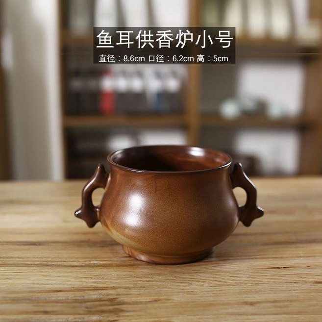 大號香爐供佛家用室內薰香爐焚香爐檀香爐, 魚耳供香爐小號送九孔香插