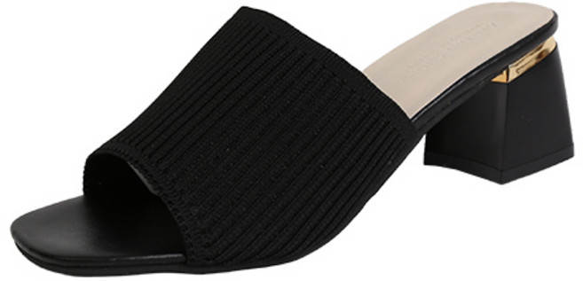 라블 여성용 니트짜임 힐 슬리퍼 6.5cm