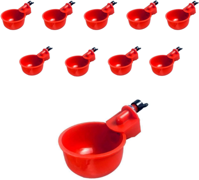 닭급수기 자동 급수컵 닭물통 병아리물통 모이통 닭사료통.닙플 10 레드