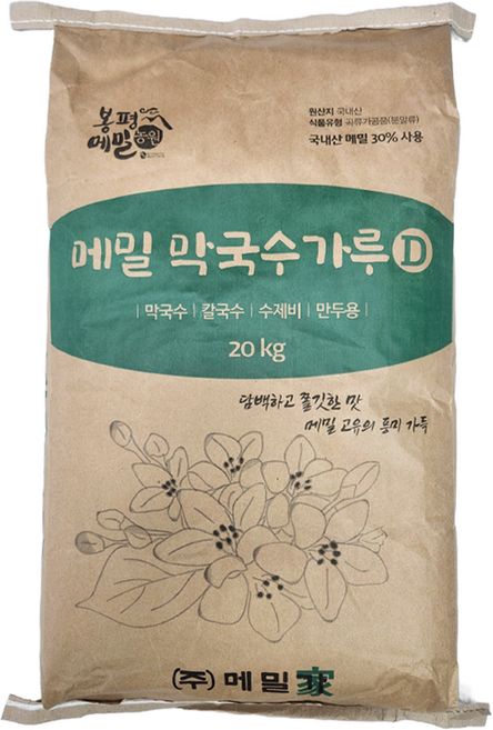 봉평메밀가 국내산 메밀막국수가루 [국산 메밀30%] 20kg / 업소용 메밀가루 대용량 막국수용 식당용 전문점용, 1개