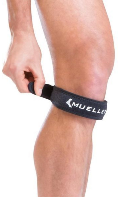 뮬러 스포츠 메디신 점퍼의 무릎 싱글 스트랩 남녀 통증 완화 지원 오스굿-슐래터스 러너스 슬개골 건염 원 사이즈에 이상적입니다, Black, 1개