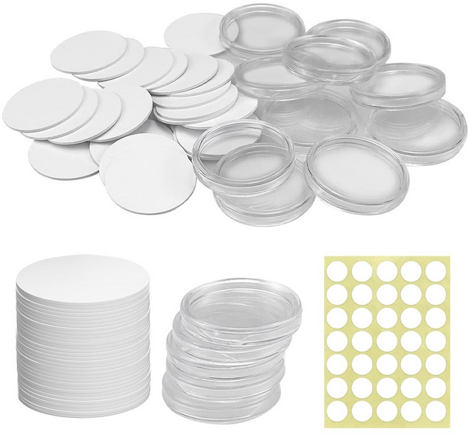 30개 NFC 태그 NTAG215 원형 카드 25mm 동전 모양 재기록 가능 504바이트 메모리 프로그래밍 가능 NFC 지원 장치용 빈 흰색 NFC 태그 카드(메모리 카트리지), 1개