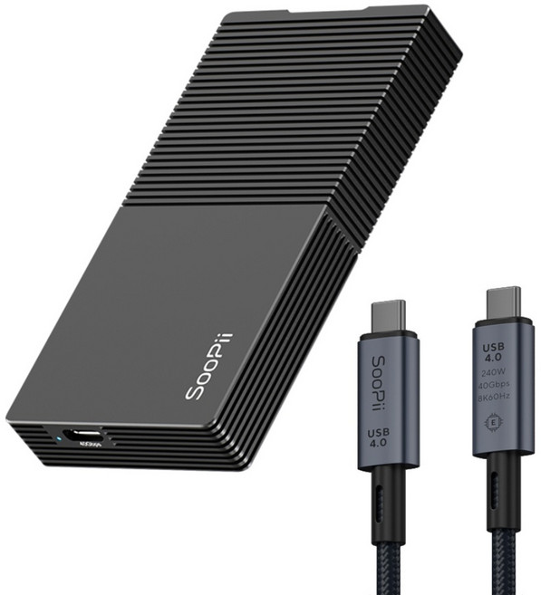Soopii USB4 썬더볼트4 NVMe M.2 SSD 인클로저 E2 외장케이스 [SSD 미포함], 8TB