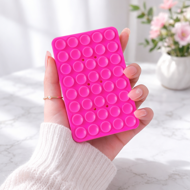 에쉬울프 파스텔 실리콘 부착 패드 양면 흡착식 핸드폰 미끄럼방지 패드 1+1, 3개, 마젠타