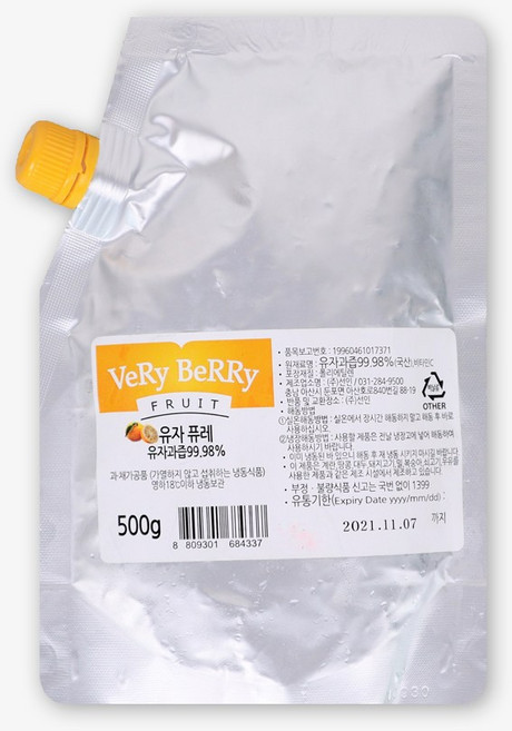오지상구루메 유자 퓨레 500g 유자원액 유자소스 무가당, 1개