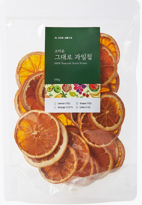 그대로 과일칩 오렌지 건조과일 대용량 데코용 바크초콜릿 건과일, 1개, 100g