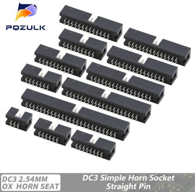 5PCS DIP 6P 8P 10P 12P 18P 20P 24P 26P 34P 40P 50Pin 2.54mm 남성 소켓 스트레이트 idc 박스 헤더 PCB, 20pin 2x10, 01 Dark Grey